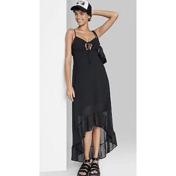 Wild Fable Sleeveless High-Low Hem Chiffon Dress - Black Women's XXS NWT - Picture 1 of 4